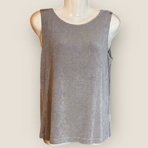 Chico's Travelers Tank Top Metallic Silver Gray Sz 1 Med Liquid Capsule